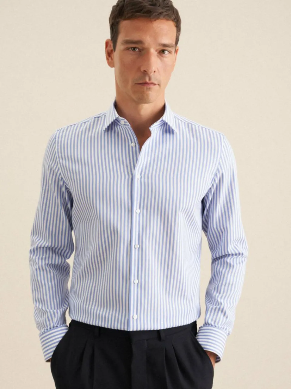 Seidensticker Hemden<Herren Business Hemd - Slim 1/1 blau gestreift