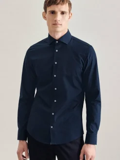Seidensticker Hemden<Herren Business Hemd - Slim Langarm blau uni