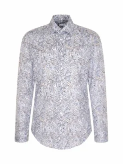 Seidensticker Hemden<Herren Business Hemd - Slim Langarm hellblau gemustert