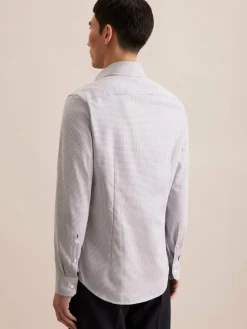 Seidensticker Hemden<Herren Business Hemd - Slim 1/1 grau strukturiert