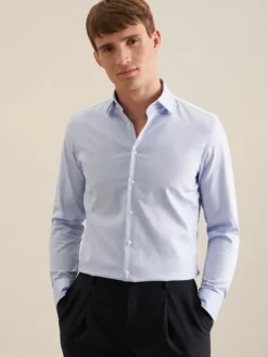Seidensticker Hemden<Herren Business Hemd - Slim 1/1 blau uni