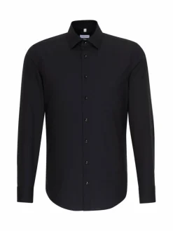 Seidensticker Hemden<Herren Business Hemd - X-Slim Langarm schwarz uni