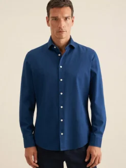 Seidensticker Hemden<Herren Denimhemd - Slim 1/1 blau uni