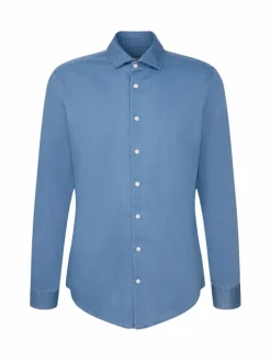 Seidensticker Hemden<Herren Denimhemd - Slim 1/1 blau uni