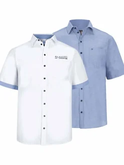 Jan Vanderstorm Hemden<Herren Doppelpack Hemd - EVIN weiß blau uni