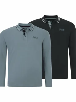 Charles Colby Poloshirts<Herren Doppelpack Langarm-Poloshirt - EARL GILIELL marine blau uni