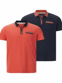 Charles Colby Poloshirts<Herren Doppelpack Poloshirt - EARL LENN orange blau uni