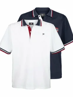 Jan Vanderstorm Poloshirts<Herren Doppelpack Poloshirt - JOHAN weiß blau bedruckt