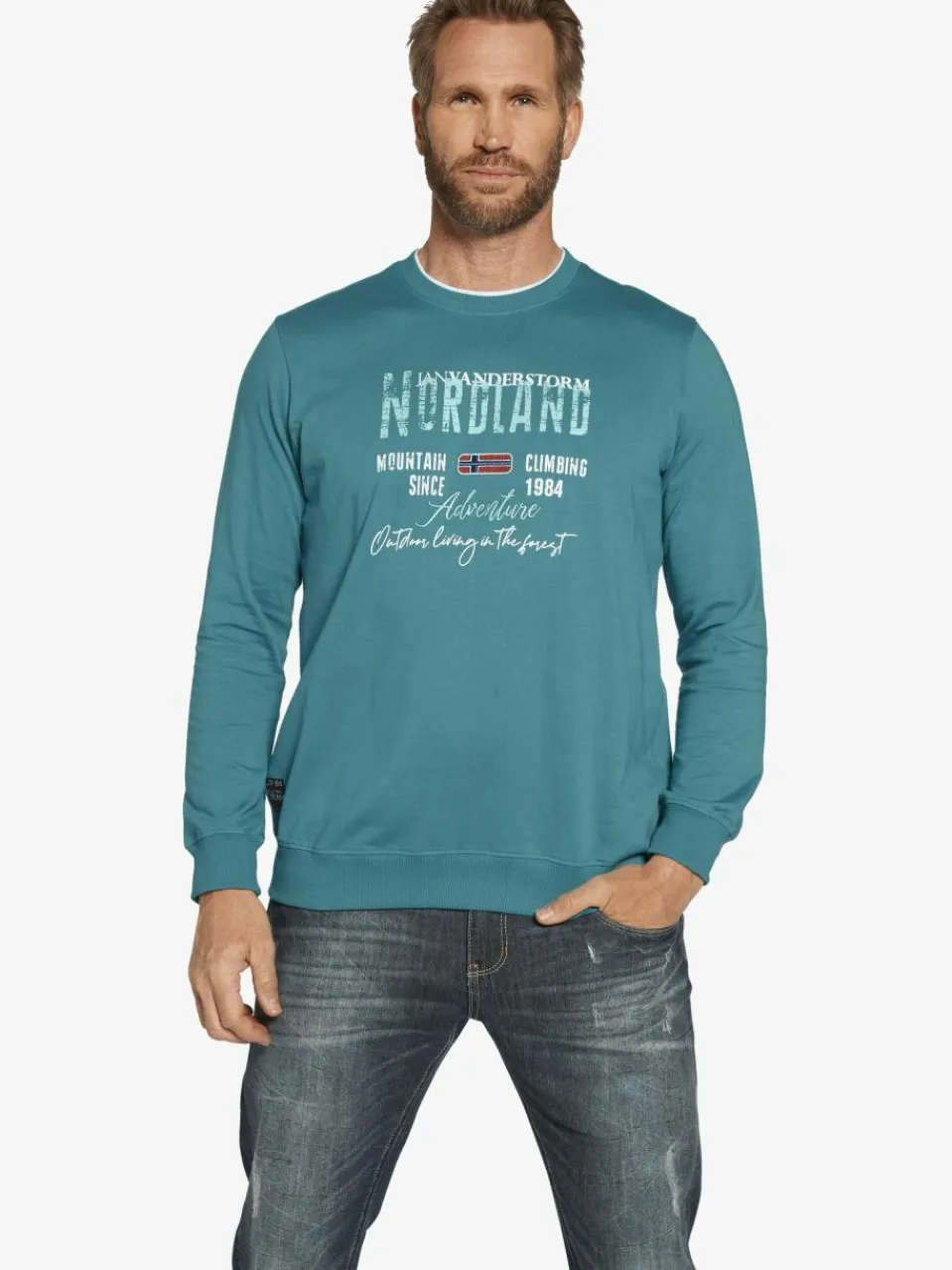 Jan Vanderstorm Sweatshirts & Sweatjacken<Herren Doppelpack Sweatshirt - BOTU petrol blau bedruckt