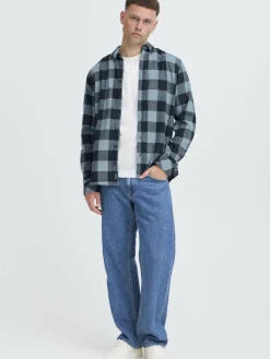 BLEND Hemden<Herren Flanellhemd - BHBUSTER blau kariert