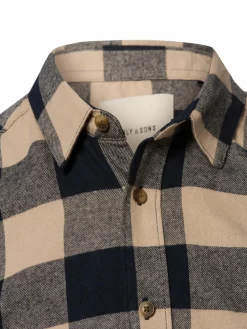 Only&Sons Hemden<Herren Flanell-Hemd - ONSGudmund marine beige kariert
