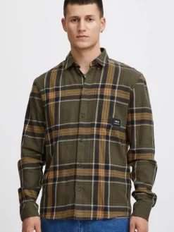 Solid Hemden<Herren Flanellhemd - SDBrandt oliv kariert