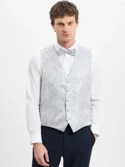 Digel Krawatten & Fliegen<Herren Fliege und Einstecktuch hellgrau royal gemustert