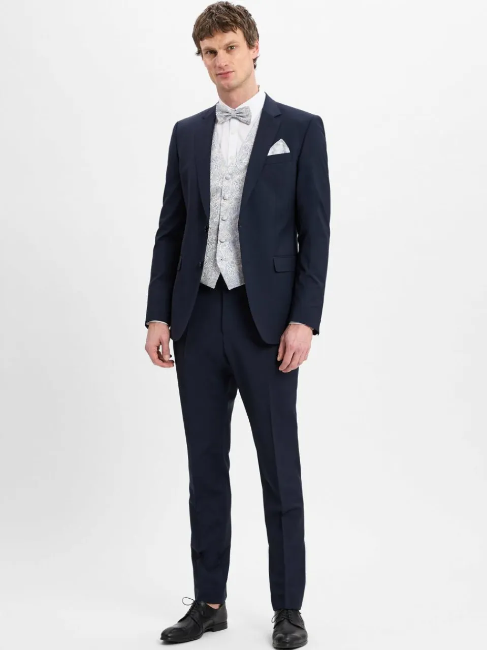 Digel Krawatten & Fliegen<Herren Fliege und Einstecktuch hellgrau royal gemustert