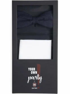 CG - CLUB of GENTS Krawatten & Fliegen<Herren Fliege und Einstecktuch marine ecru strukturiert