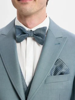 Wilvorst Krawatten & Fliegen<Herren Fliege und Einstecktuch marine türkis gemustert