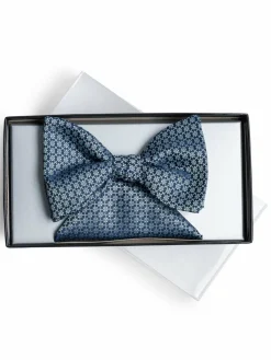 Wilvorst Krawatten & Fliegen<Herren Fliege und Einstecktuch marine türkis gemustert