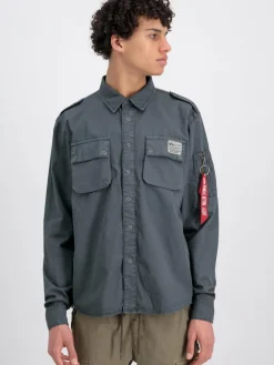 Alpha Industries Hemden<Herren Hemd grau uni