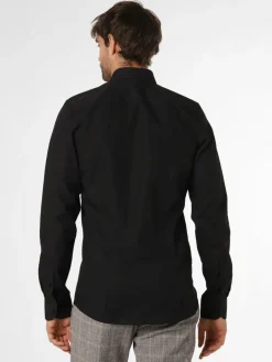 Finshley & Harding Hemden<Herren Hemd - Bügelleicht - Extralange Ärmel schwarz uni