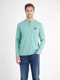 LERROS Shirts<Herren Henleyshirt blau uni