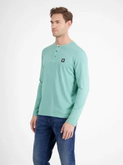 LERROS Shirts<Herren Henleyshirt blau uni