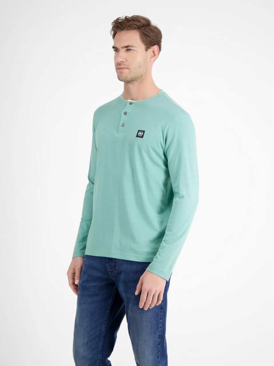 LERROS Shirts<Herren Henleyshirt blau uni