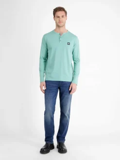 LERROS Shirts<Herren Henleyshirt blau uni