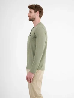 LERROS Shirts<Herren Henleyshirt oliv uni
