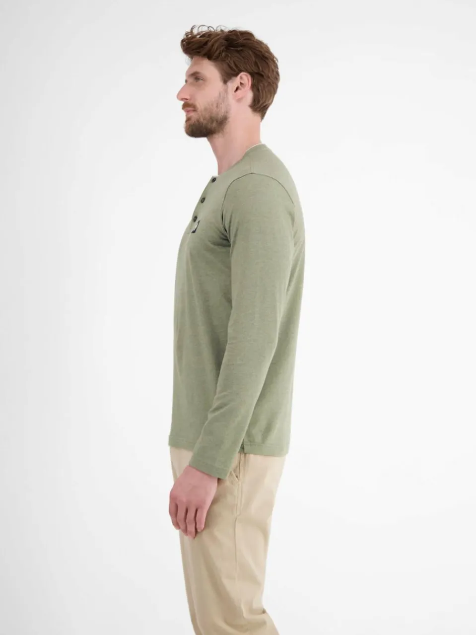 LERROS Shirts<Herren Henleyshirt oliv uni