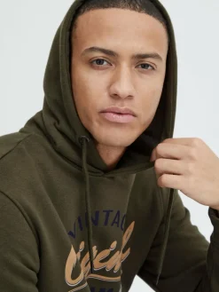 BLEND Sweatshirts & Sweatjacken<Herren Hoodie grün bedruckt