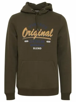 BLEND Sweatshirts & Sweatjacken<Herren Hoodie grün bedruckt