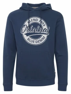 BLEND Sweatshirts & Sweatjacken<Herren Hoodie blau bedruckt