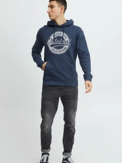 BLEND Sweatshirts & Sweatjacken<Herren Hoodie blau bedruckt