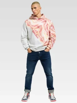 Carlo Colucci Sweatshirts & Sweatjacken<Herren Hoodie ohne Reißverschluss - Draicchio orange gemustert