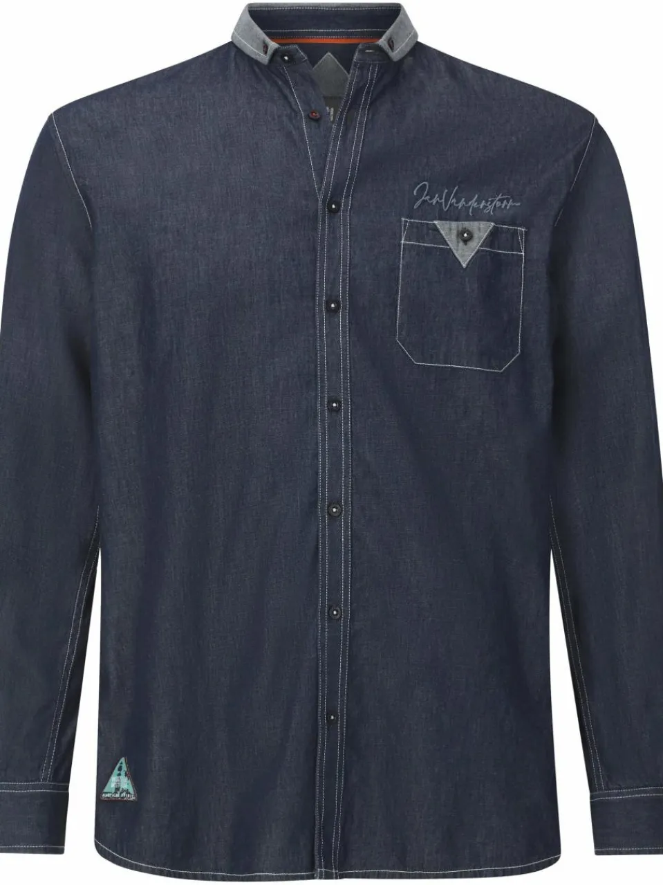 Jan Vanderstorm Hemden<Herren Jeanshemd - OLAFGREN blau uni