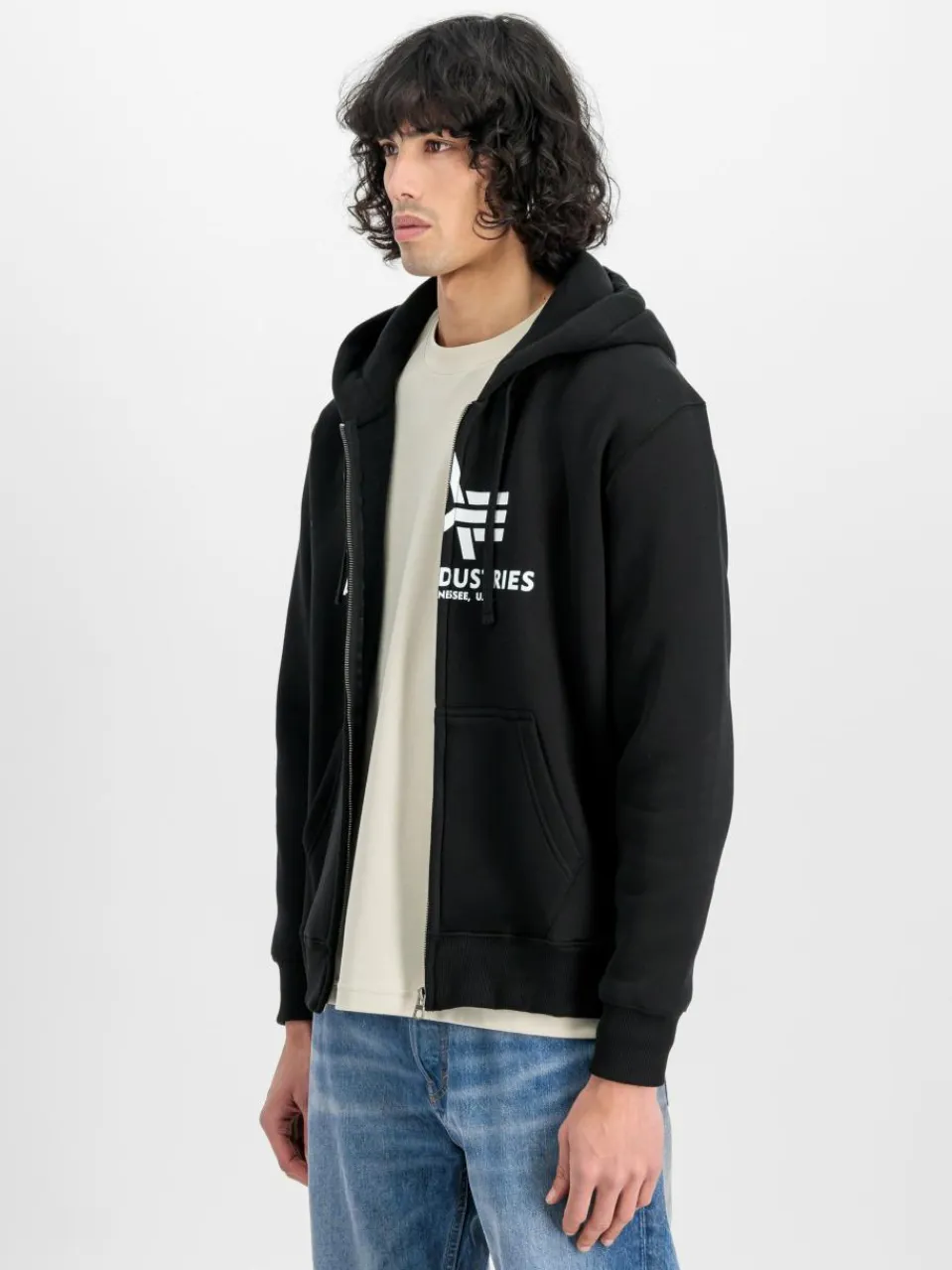 Alpha Industries Sweatshirts & Sweatjacken<Herren Kapuzenjacke schwarz bedruckt