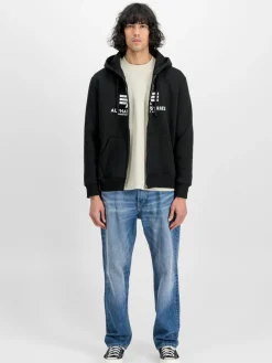 Alpha Industries Sweatshirts & Sweatjacken<Herren Kapuzenjacke schwarz bedruckt