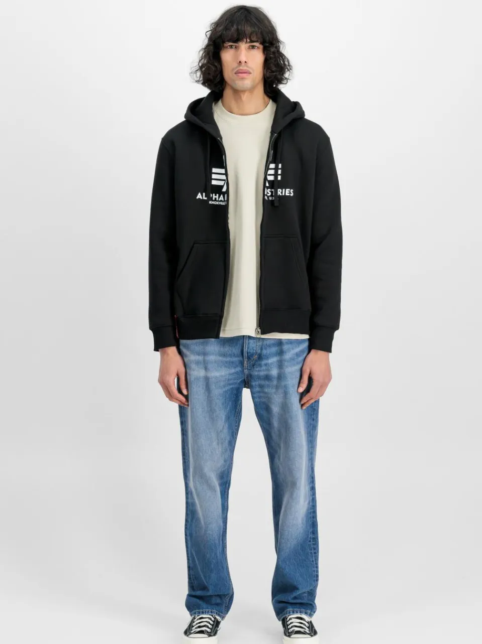 Alpha Industries Sweatshirts & Sweatjacken<Herren Kapuzenjacke schwarz bedruckt