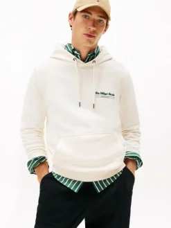 Tommy Hilfiger Sweatshirts & Sweatjacken<Herren Kapuzenpullover ecru bedruckt