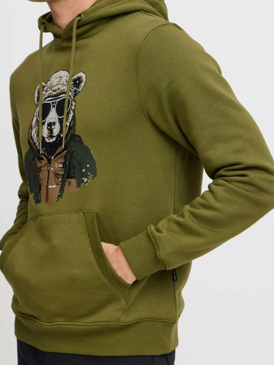 BLEND Sweatshirts & Sweatjacken<Herren Kapuzenpullover oliv gemustert