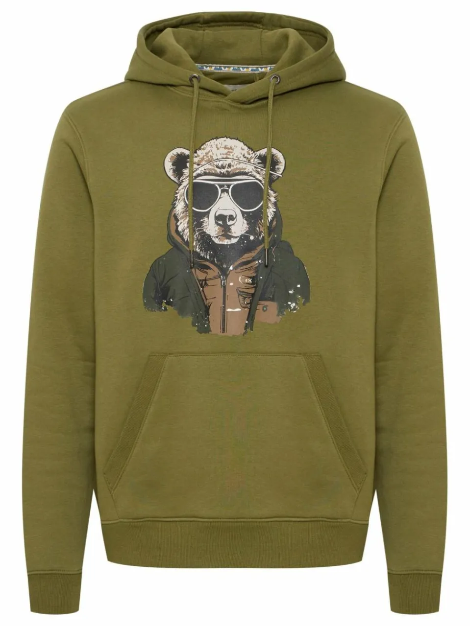 BLEND Sweatshirts & Sweatjacken<Herren Kapuzenpullover oliv gemustert