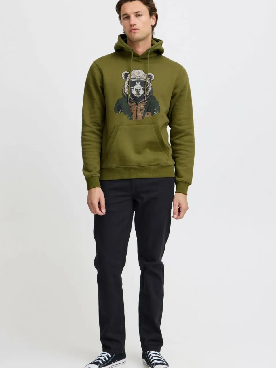 BLEND Sweatshirts & Sweatjacken<Herren Kapuzenpullover oliv gemustert