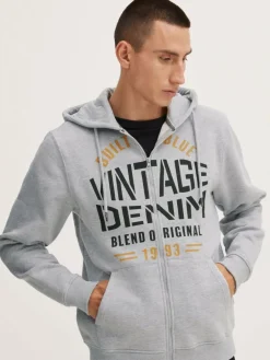 BLEND Sweatshirts & Sweatjacken<Herren Kapuzensweatjacke grau gemustert