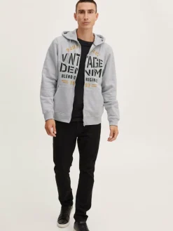 BLEND Sweatshirts & Sweatjacken<Herren Kapuzensweatjacke grau gemustert