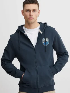 BLEND Sweatshirts & Sweatjacken<Herren Kapuzensweatjacke blau gemustert