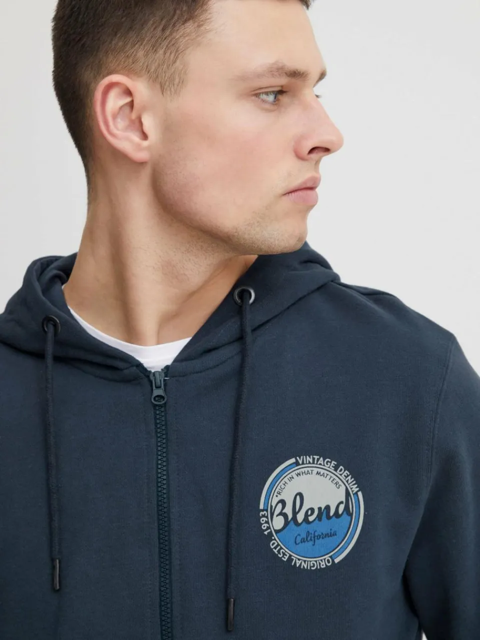 BLEND Sweatshirts & Sweatjacken<Herren Kapuzensweatjacke blau gemustert