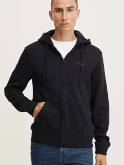 BLEND Sweatshirts & Sweatjacken<Herren Kapuzensweatjacke schwarz gemustert