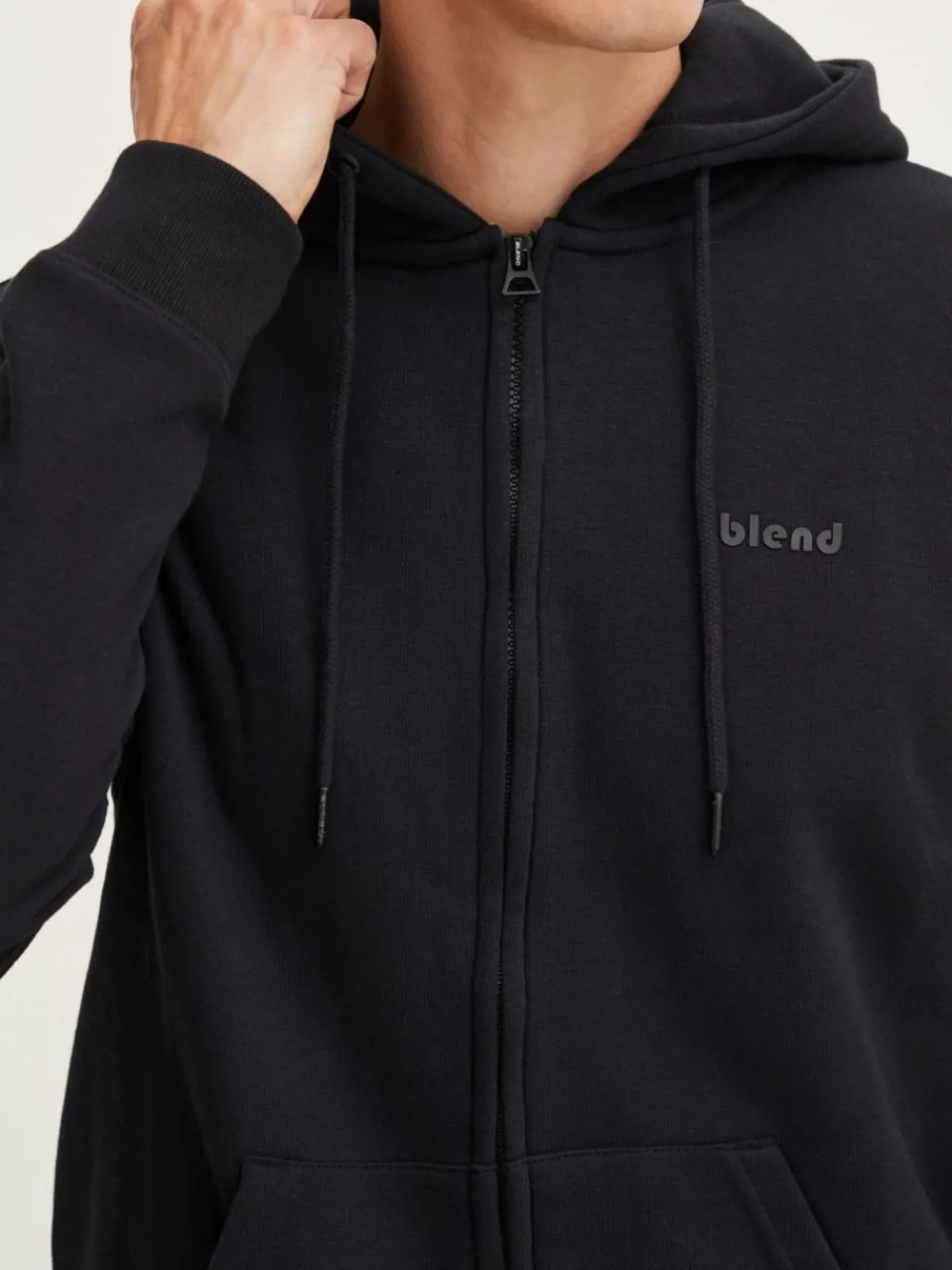 BLEND Sweatshirts & Sweatjacken<Herren Kapuzensweatjacke schwarz gemustert