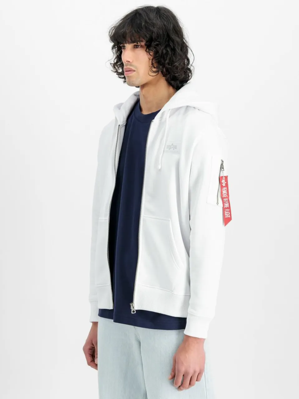 Alpha Industries Sweatshirts & Sweatjacken<Herren Kapuzensweatjacke weiß bedruckt