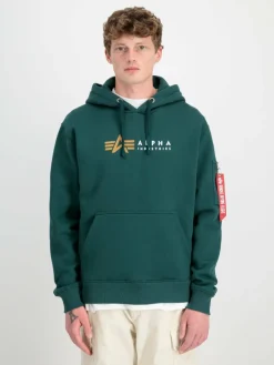 Alpha Industries Sweatshirts & Sweatjacken<Herren Kapuzensweatshirt grün bedruckt